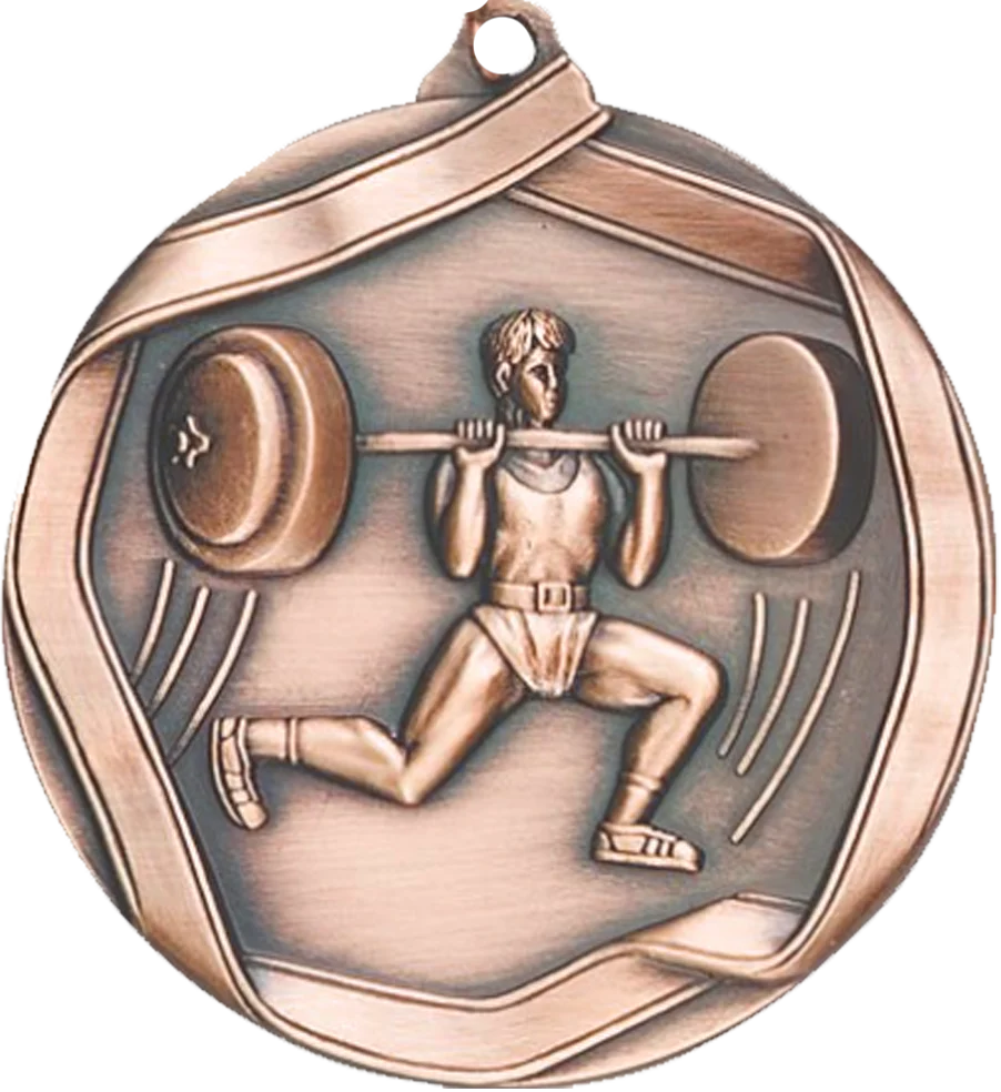 Die Cast Weightlifting Medal - Image 3