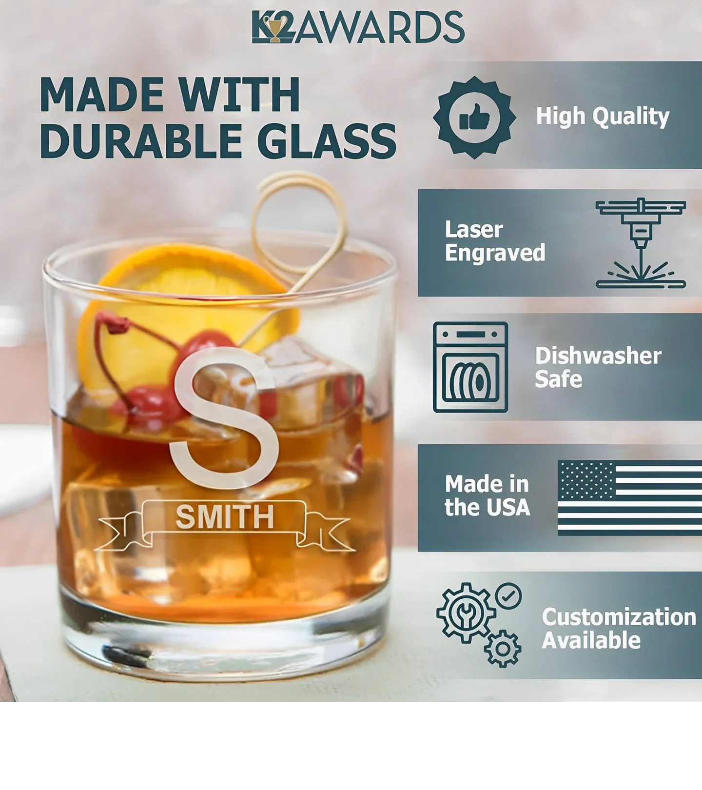10.5 oz Custom Engraved Cocktail Glass - Image 3