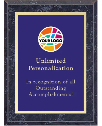 Color Printed Classic Gold Border Plaque - Blue - Image 5