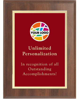 Color Printed Classic Gold Border Plaque - Red