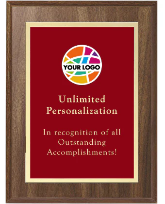 Color Printed Classic Gold Border Plaque - Red - Image 2