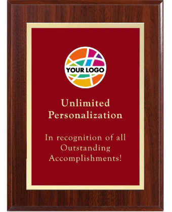 Color Printed Classic Gold Border Plaque - Red - Image 3