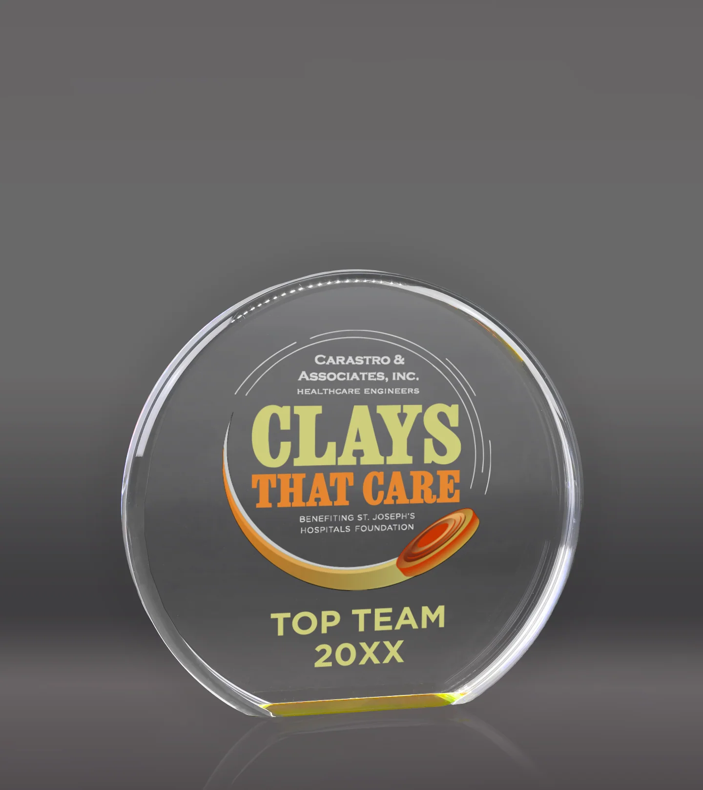 Color Printed Circle Acrylic Award - Gold