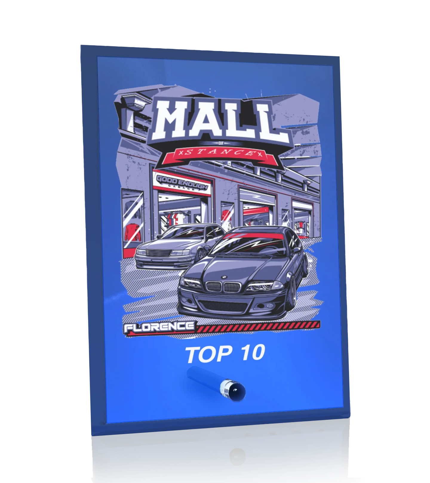 Color Printed Standing Blue Glass Plaque