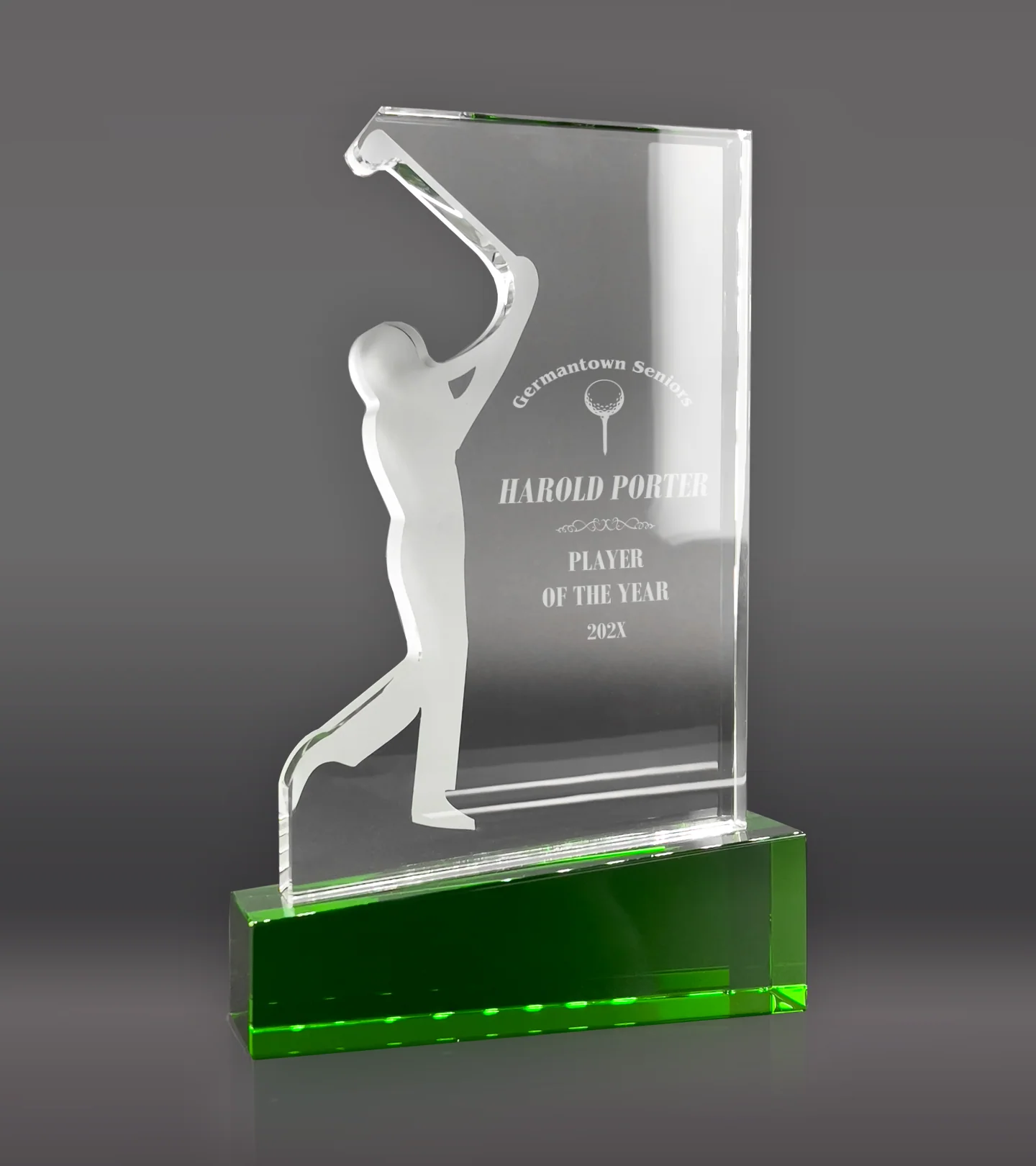 Golf Swing Crystal with Green Base