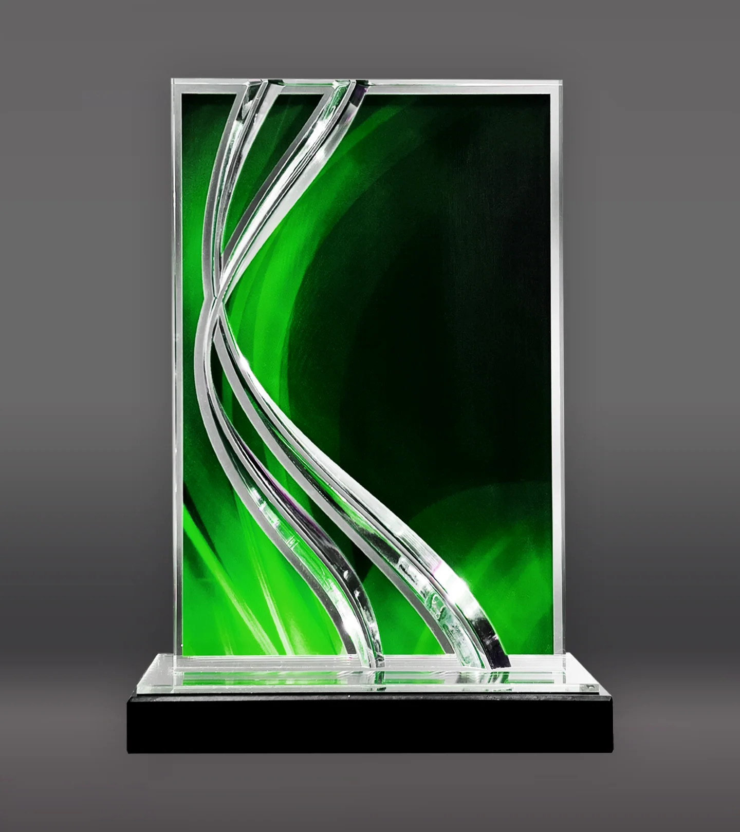 Green Swirl Wave Acrylic Award - Image 2