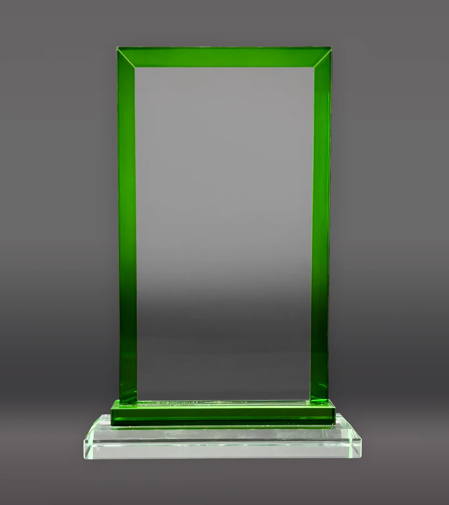 Green Trim Rectangle Crystal Award - Image 4