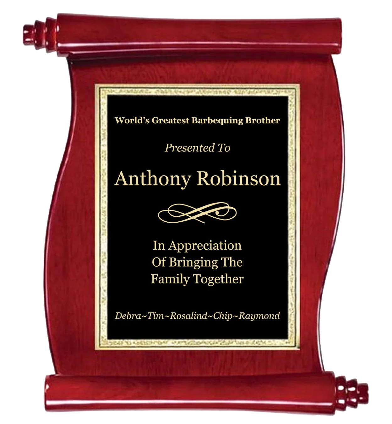 High Gloss Rosewood Scroll Plaque
