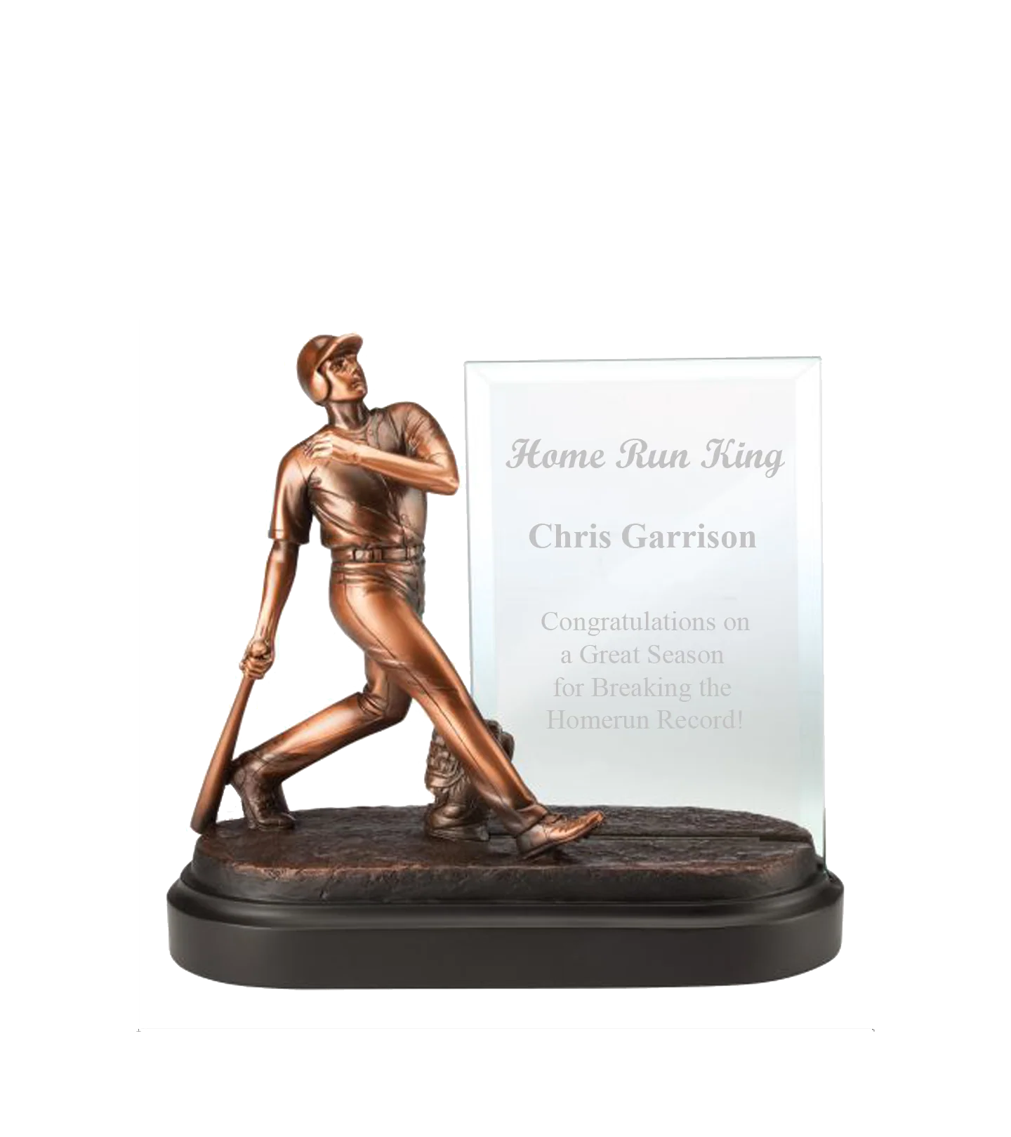Home Run Baseball Award with Engraved Glass