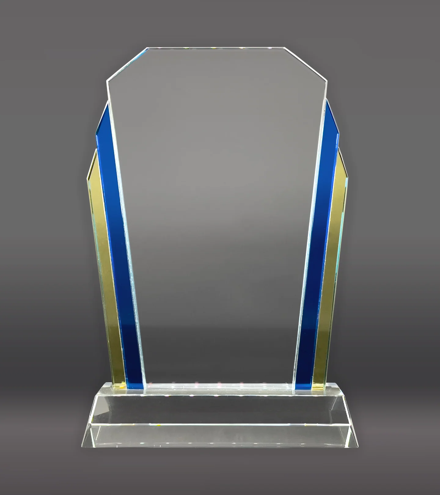 Imperial Color Glass Award with Blue & Gold Accent Columns - Image 4
