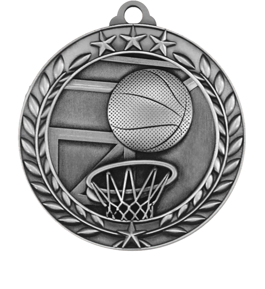 Large Star Wreath Basketball Medal - Image 2