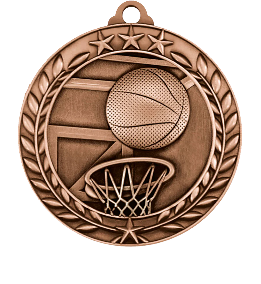 Large Star Wreath Basketball Medal - Image 3