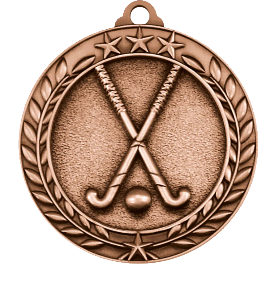 Large Star Wreath Field Hockey Medal - Image 3
