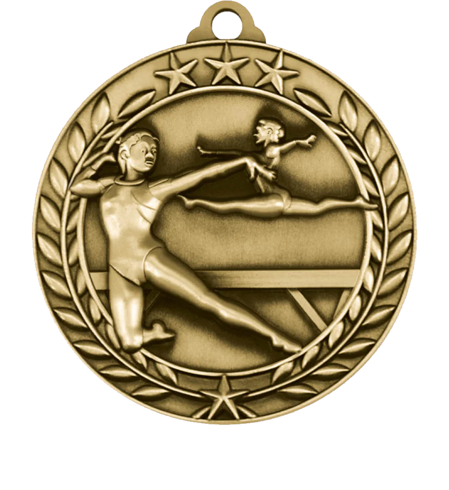 Large Star Wreath Gymnastics Female Medal