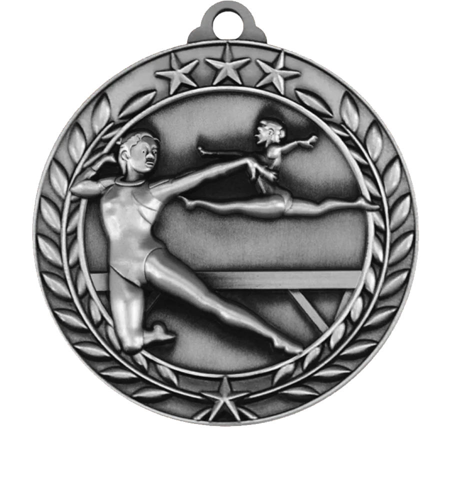 Large Star Wreath Gymnastics Female Medal - Image 2