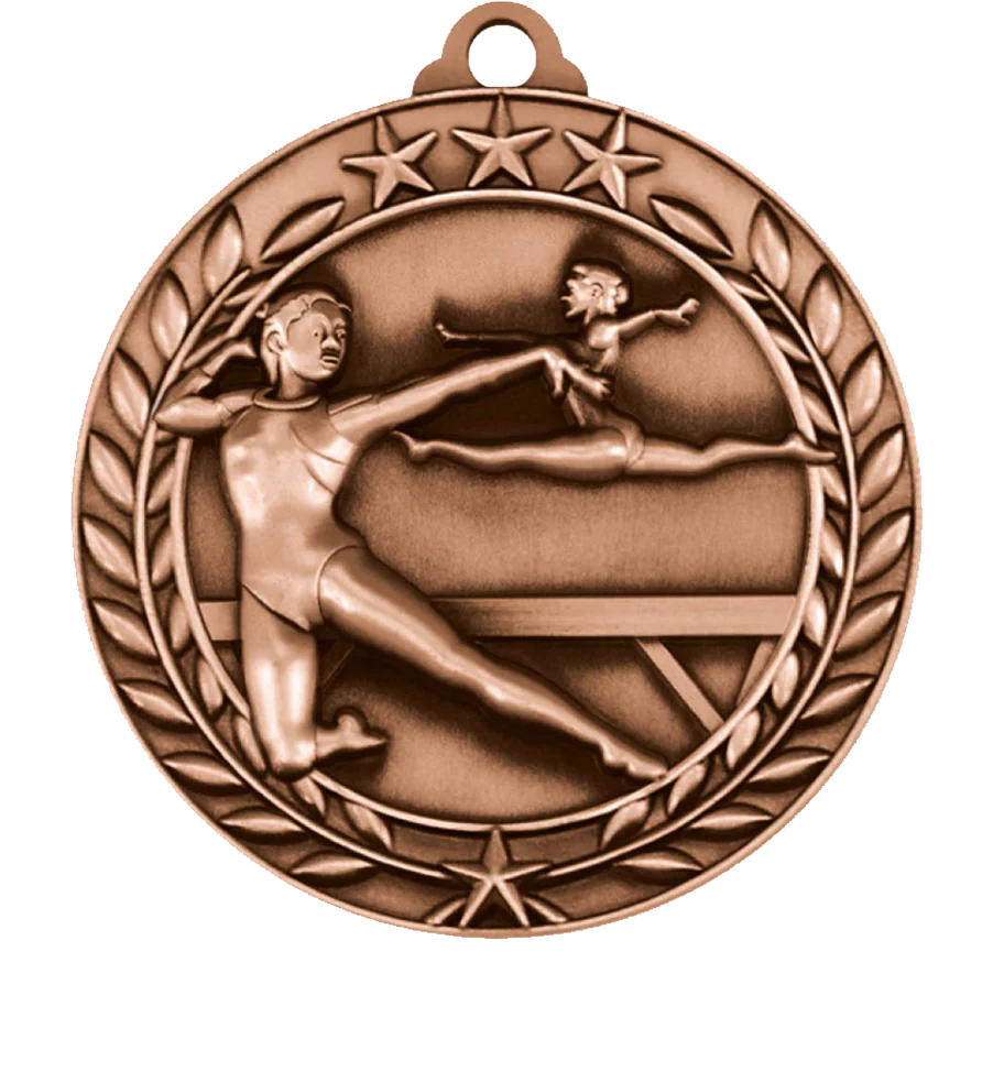 Large Star Wreath Gymnastics Female Medal - Image 3