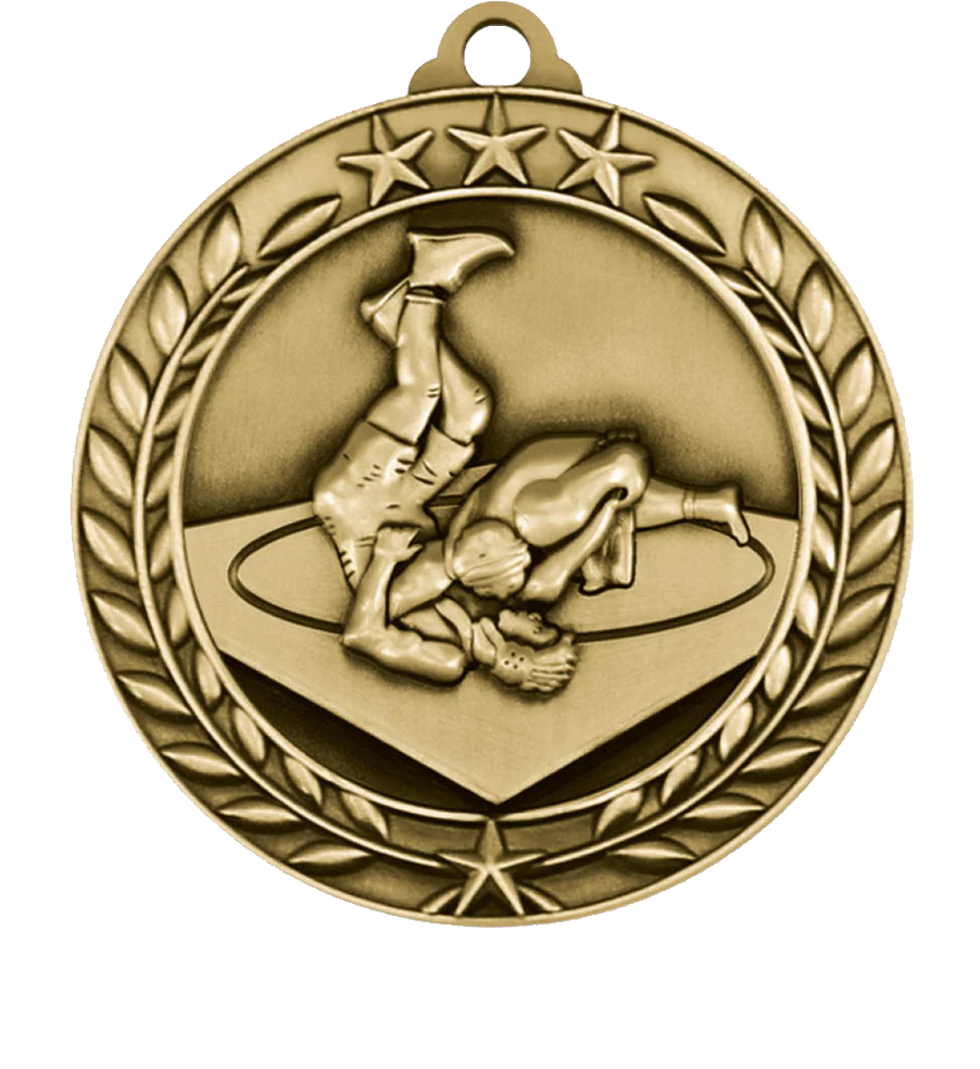 Large Star Wreath Wrestling Medal