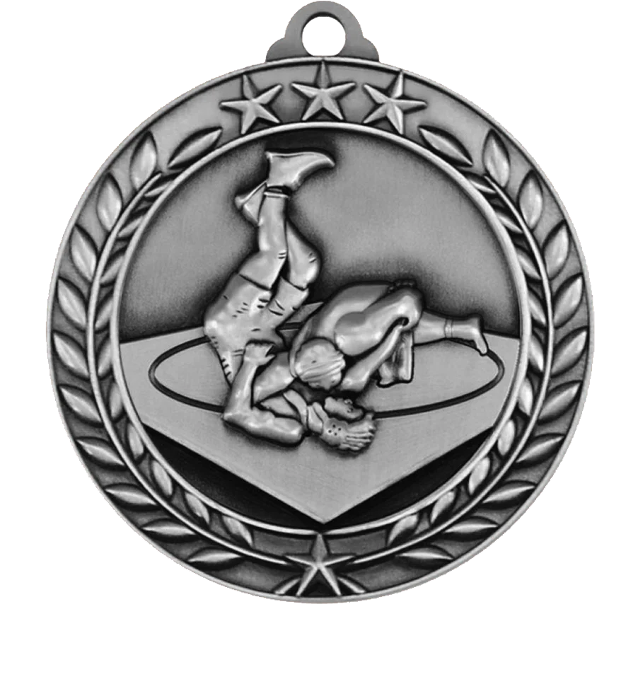 Large Star Wreath Wrestling Medal - Image 2