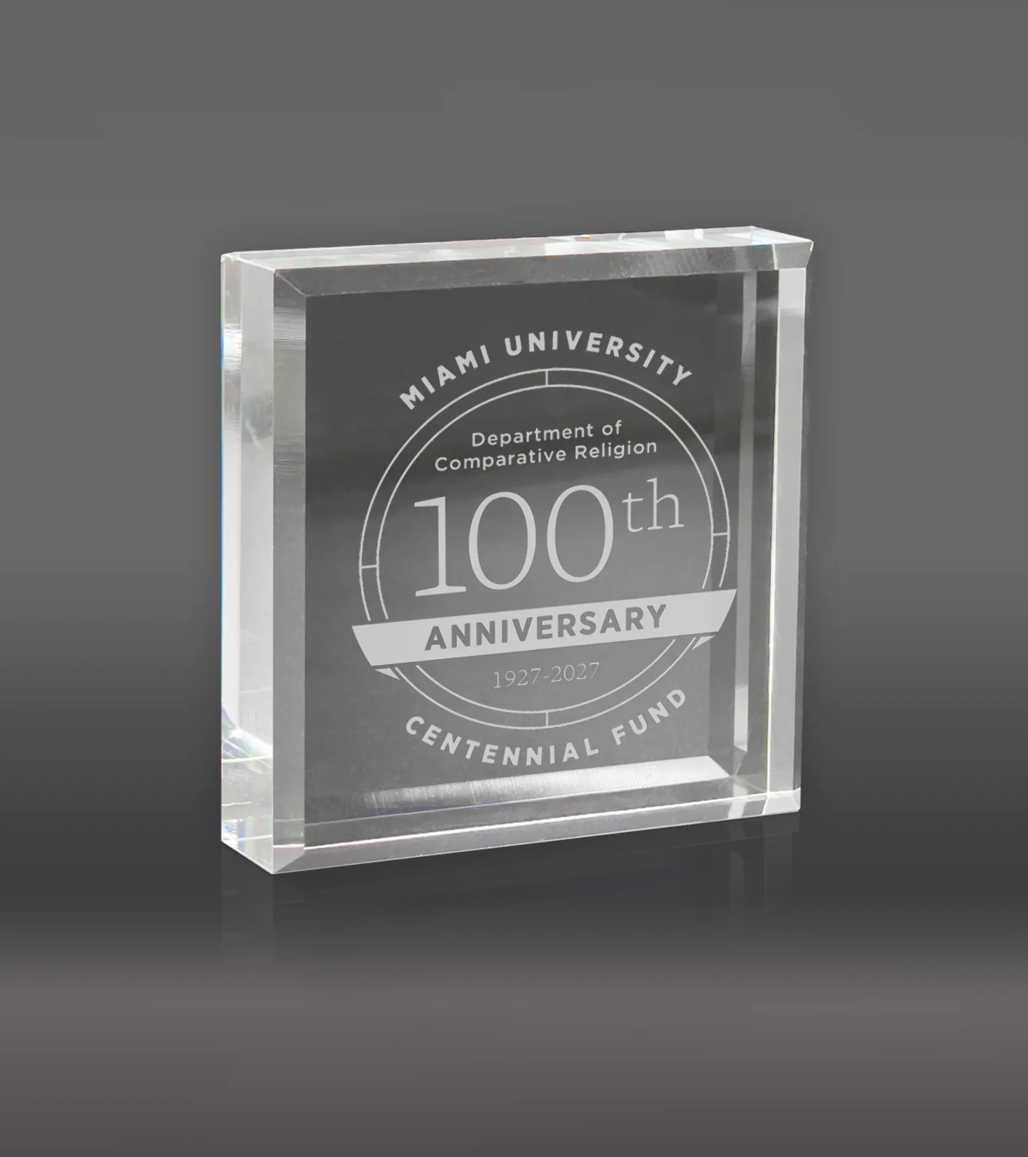 Laser Engraved Signature Bevel Clear Paperweight