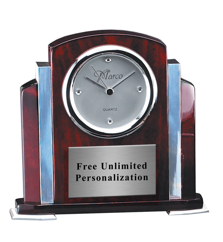 Piano Finish Wood and Aluminum Clock