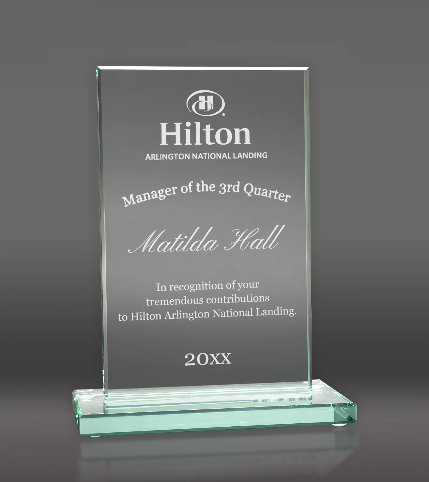 Laser Engraved Rectangle Glass Trophy