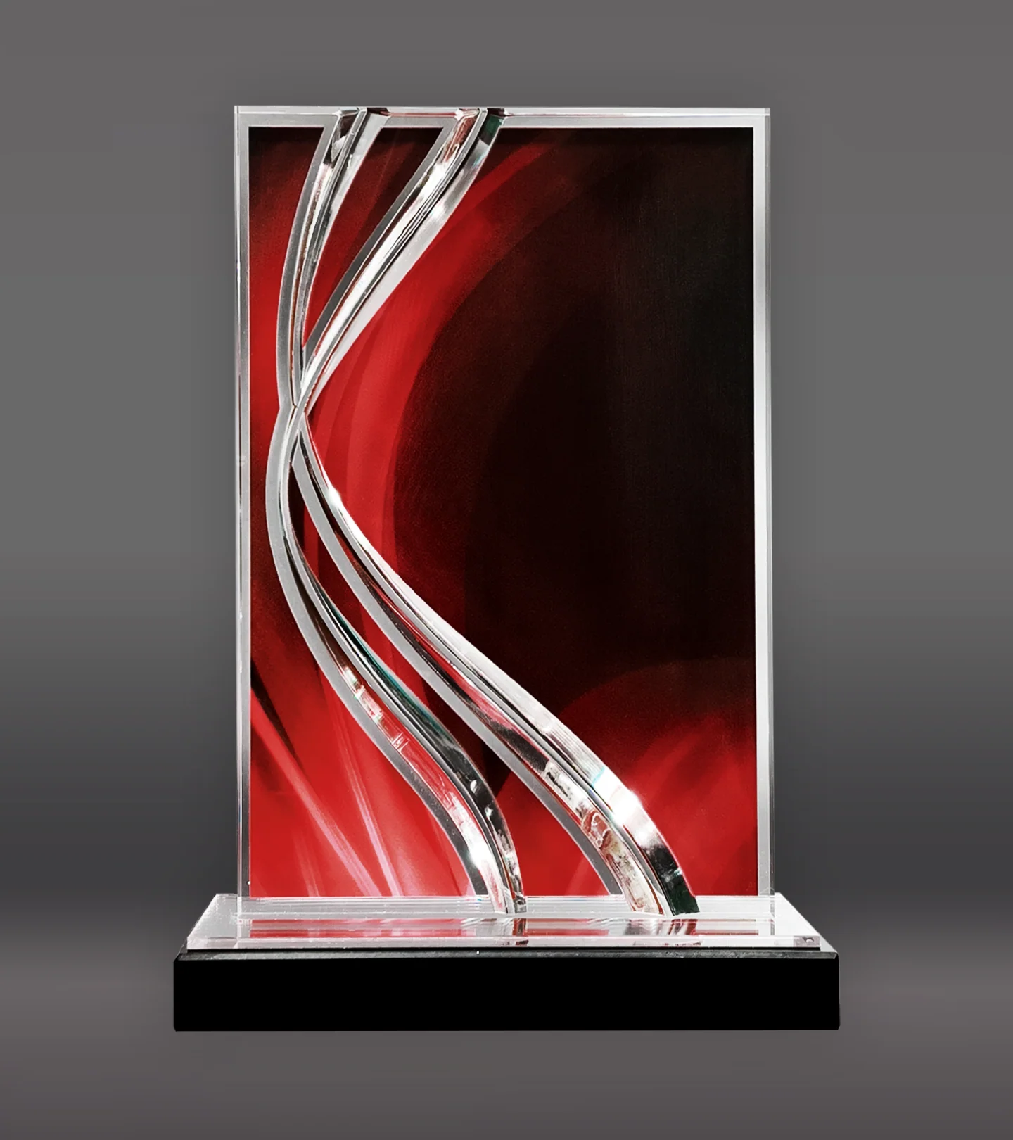 Red Swirl Wave Acrylic Award - Image 2
