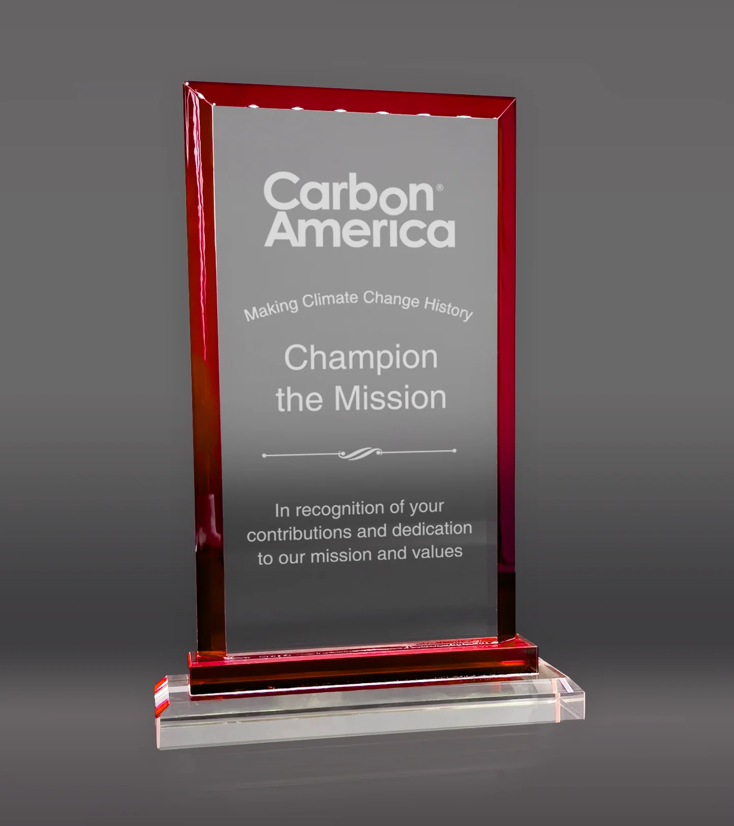 Red Trim Rectangle Crystal Award