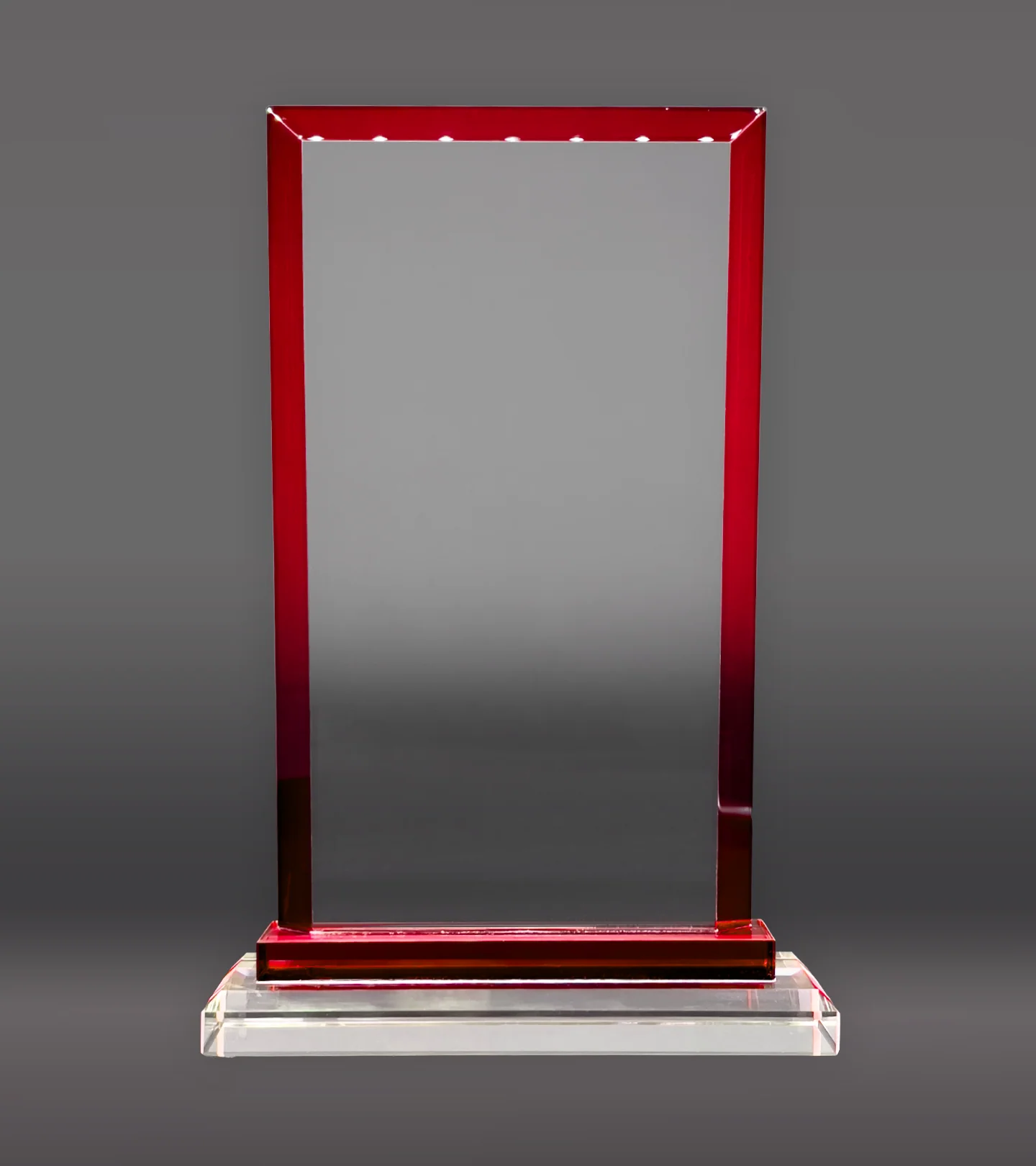 Red Trim Rectangle Crystal Award - Image 2
