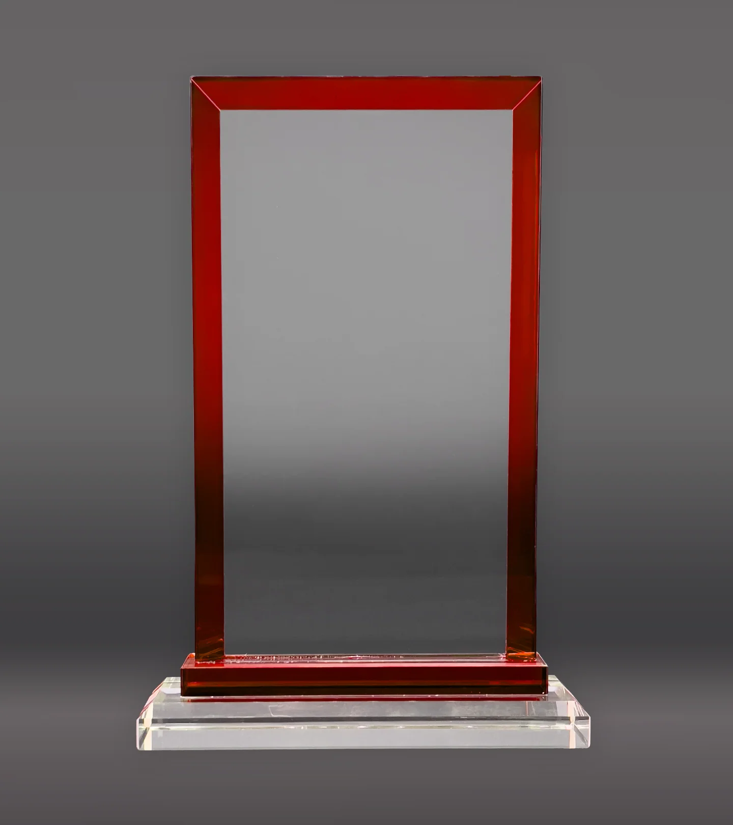 Red Trim Rectangle Crystal Award - Image 4