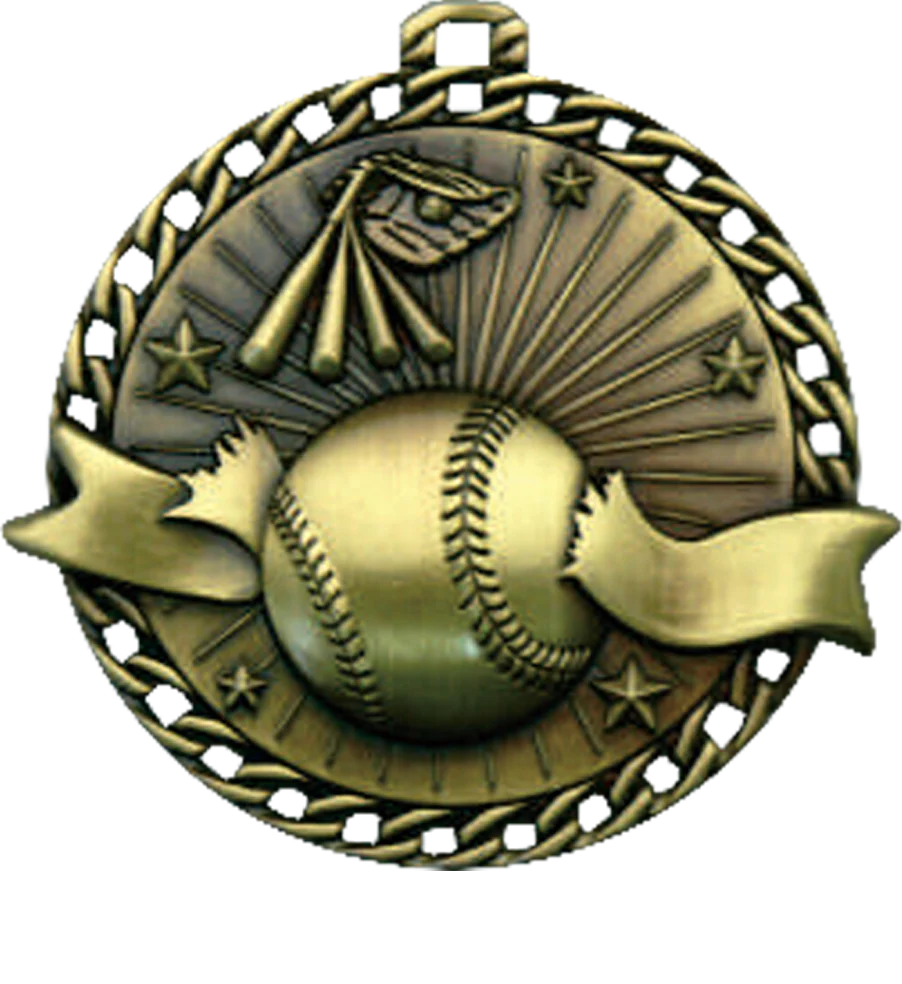 Ribbon Burst Baseball Medal