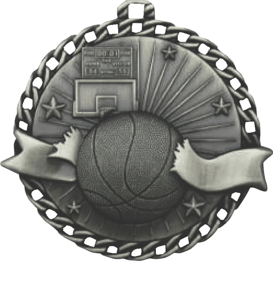Ribbon Burst Basketball Medal - Image 2