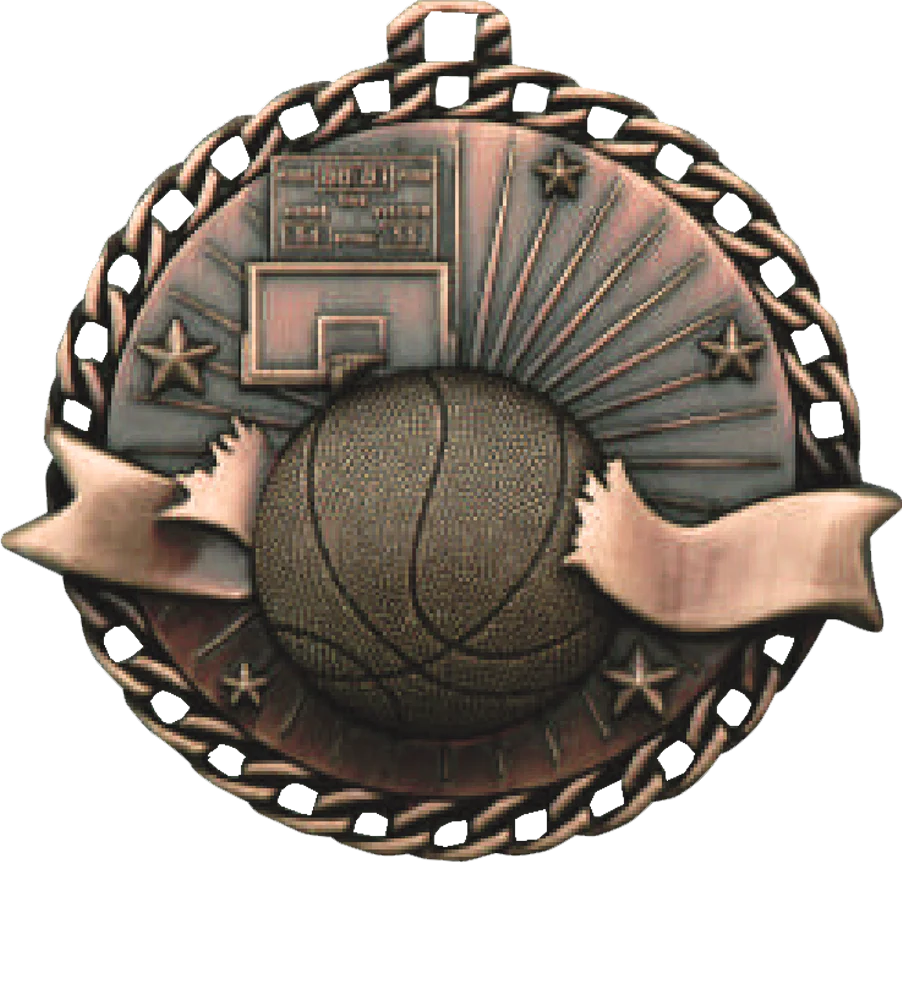 Ribbon Burst Basketball Medal - Image 3