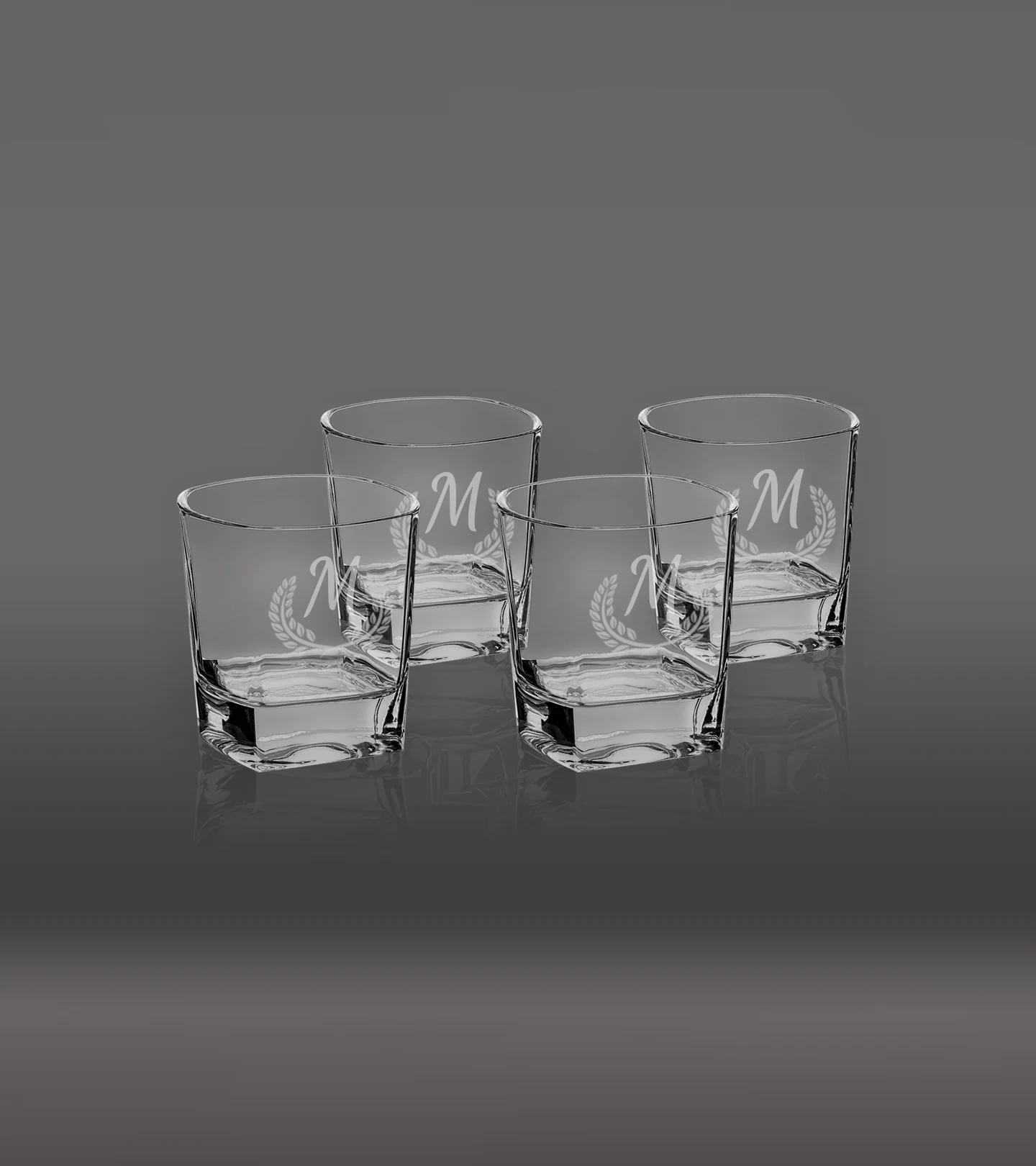 Set of Four 8 oz. Rectangle Rocks Glasses in Gift Box