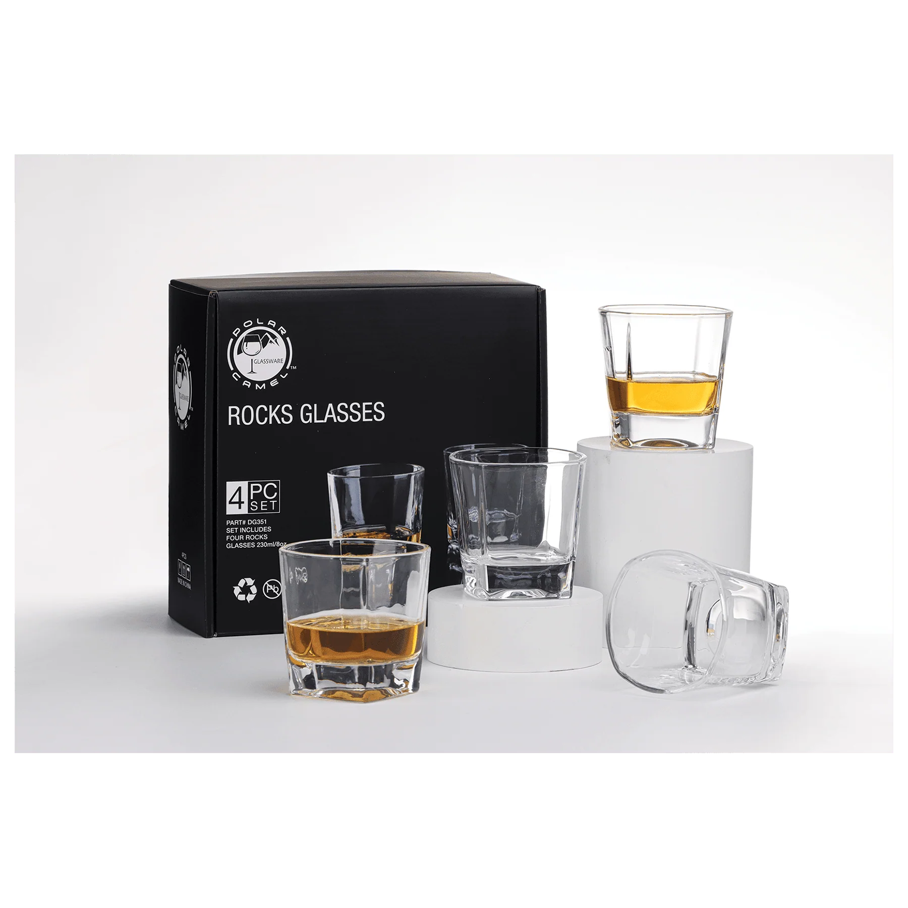Set of Four 8 oz. Rectangle Rocks Glasses in Gift Box - Image 4