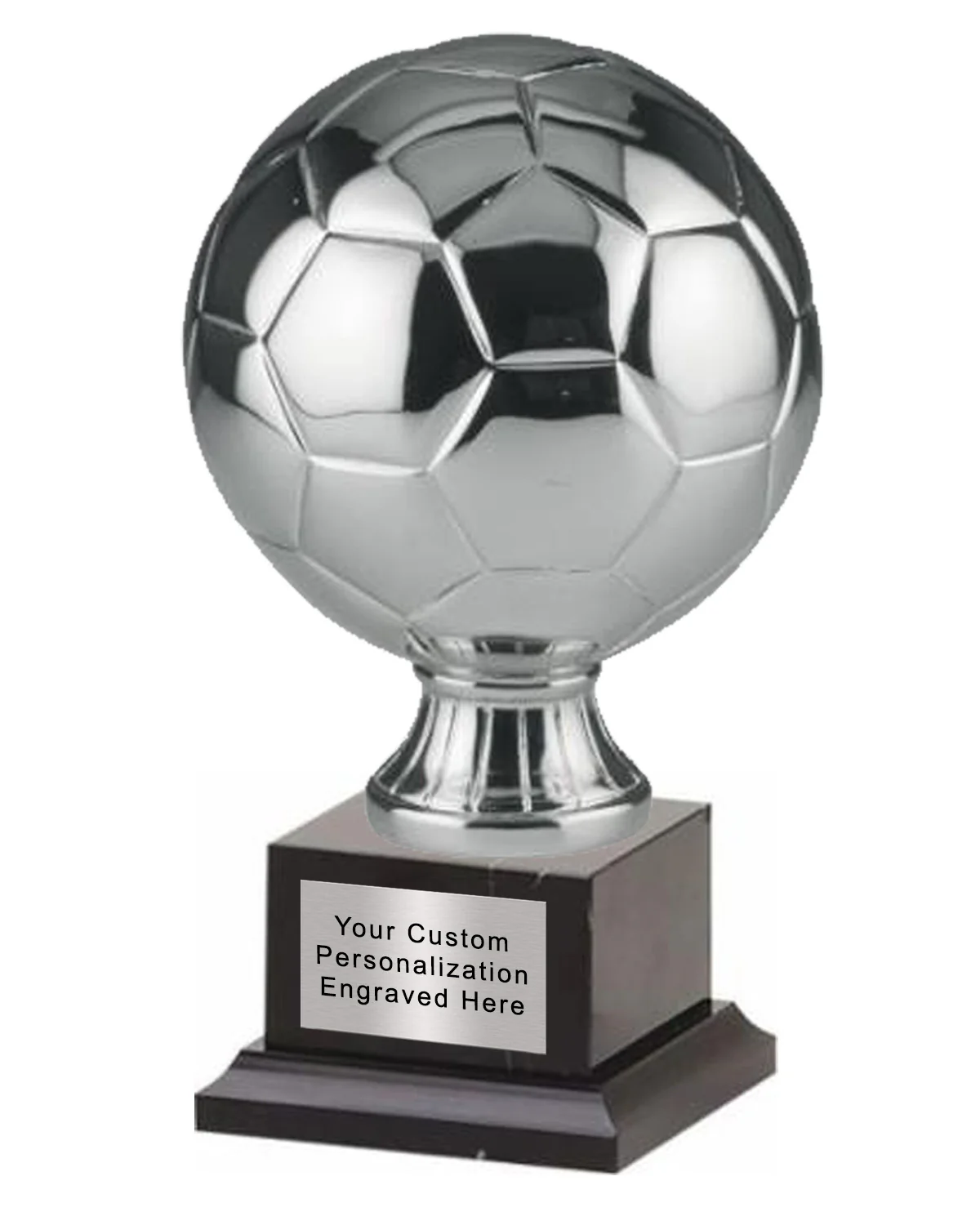 Silver Metalized Soccer Ball on Marble Base - Image 2