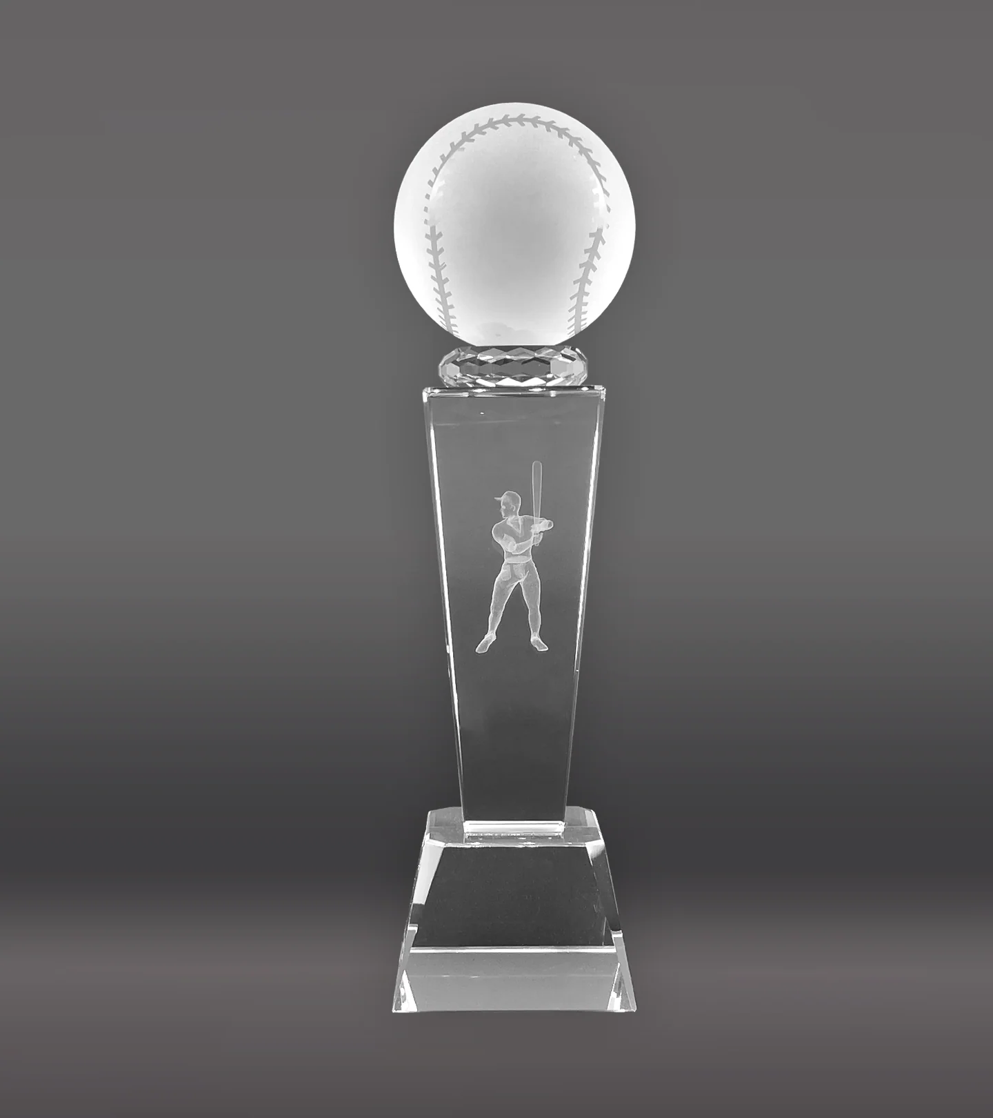 Sports Crystal Baseball Trophy - Image 2