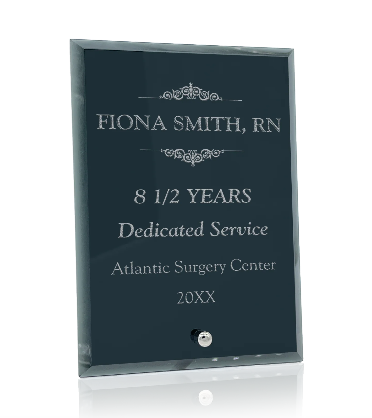 Laser Engraved Standing Smoked Glass Plaque