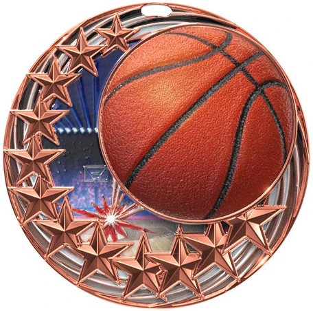 Star Swirl Basketball Medal - Image 3