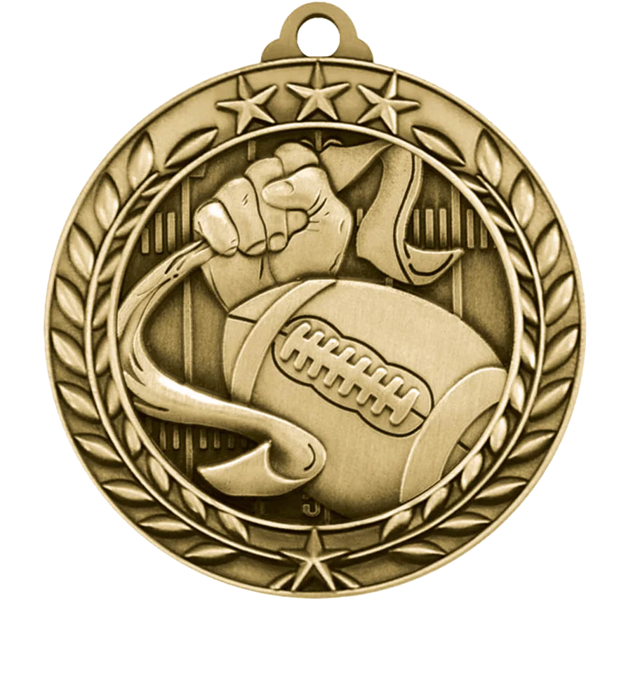 Small Star Wreath Flag Football Medal