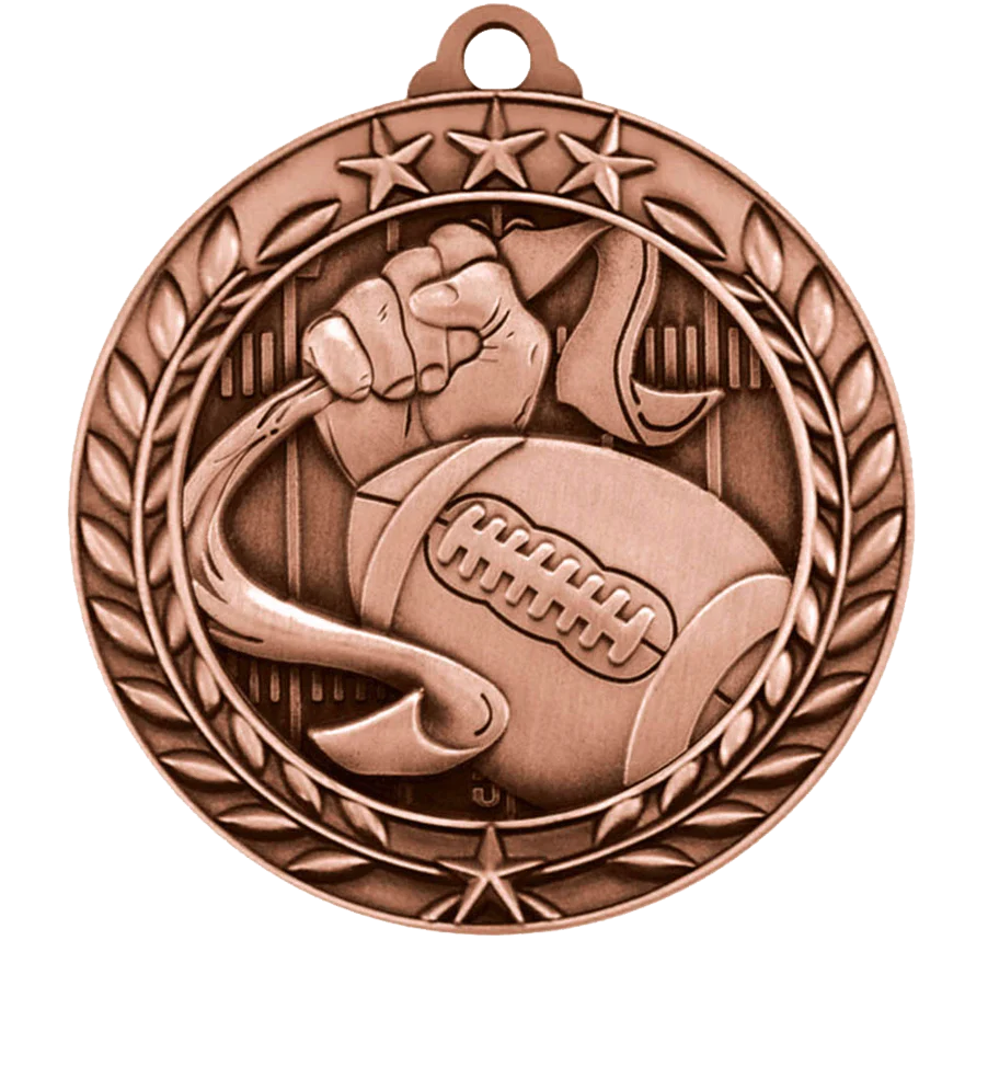 Small Star Wreath Flag Football Medal - Image 3