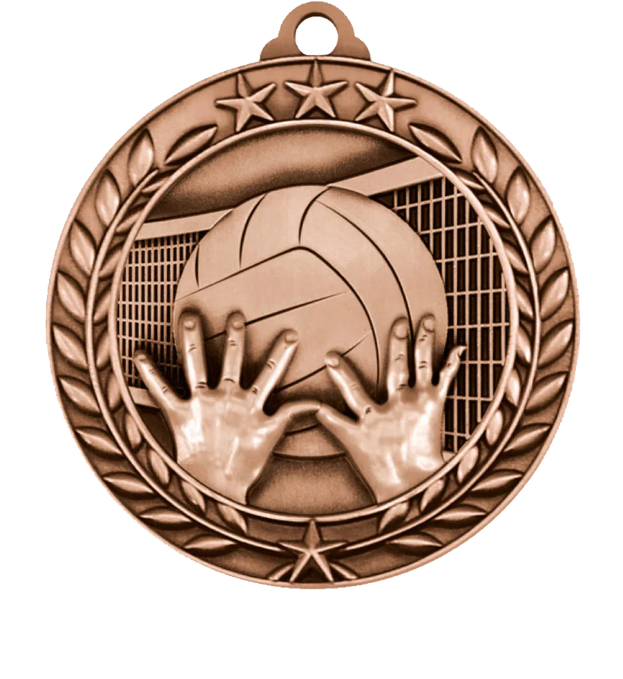 Small Star Wreath Volleyball Medal - Image 3