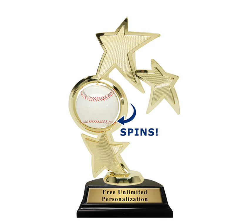 Triple Star Spin Action Baseball Trophy - Image 2