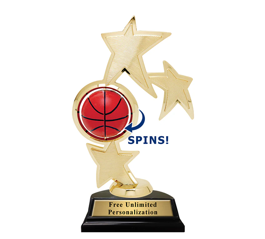 Triple Star Spin Action Basketball Trophy - Image 2