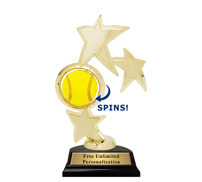 Triple Star Spin Action Softball Trophy - Image 2