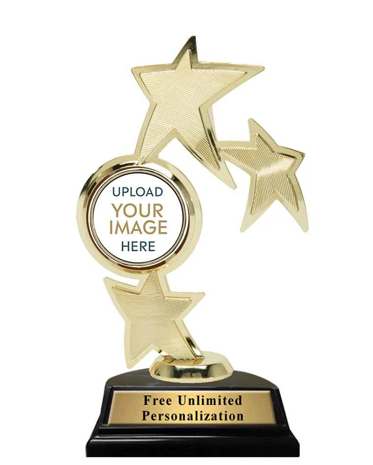Triple Star Spin Action Custom Insert Trophy - Image 2