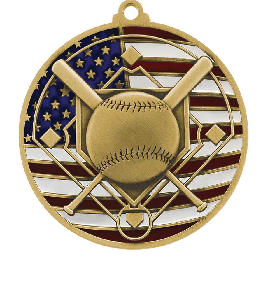USA Flag Baseball Medal