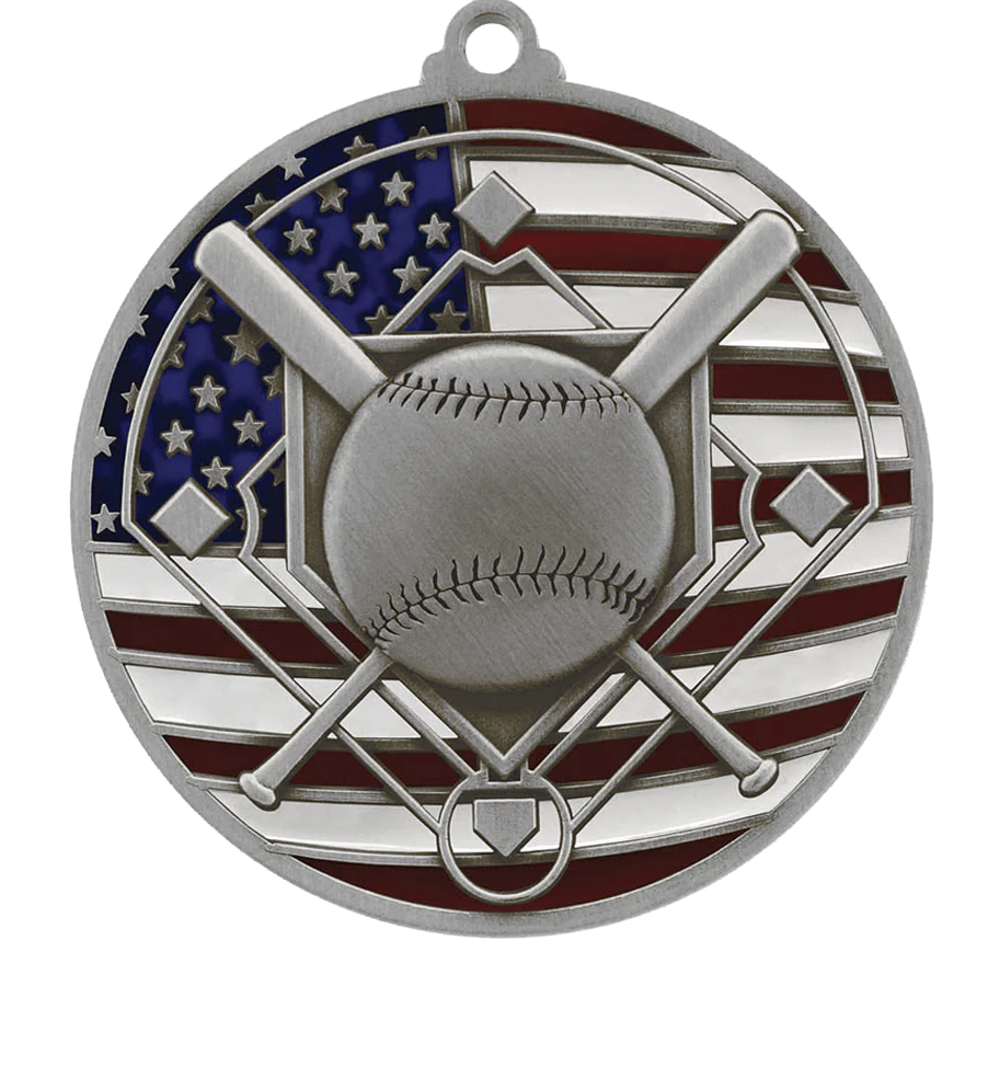 USA Flag Baseball Medal - Image 2