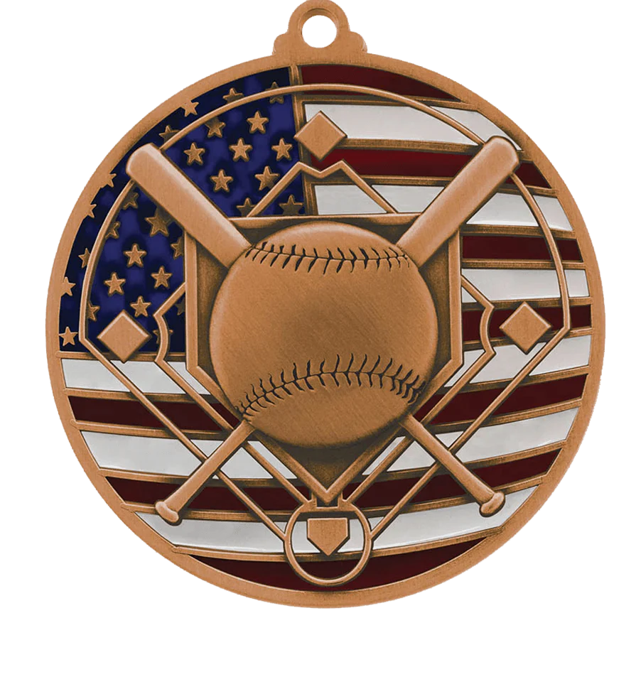 USA Flag Baseball Medal - Image 3