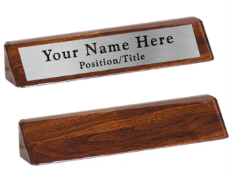Walnut Wood Name Block With Plate - Image 2