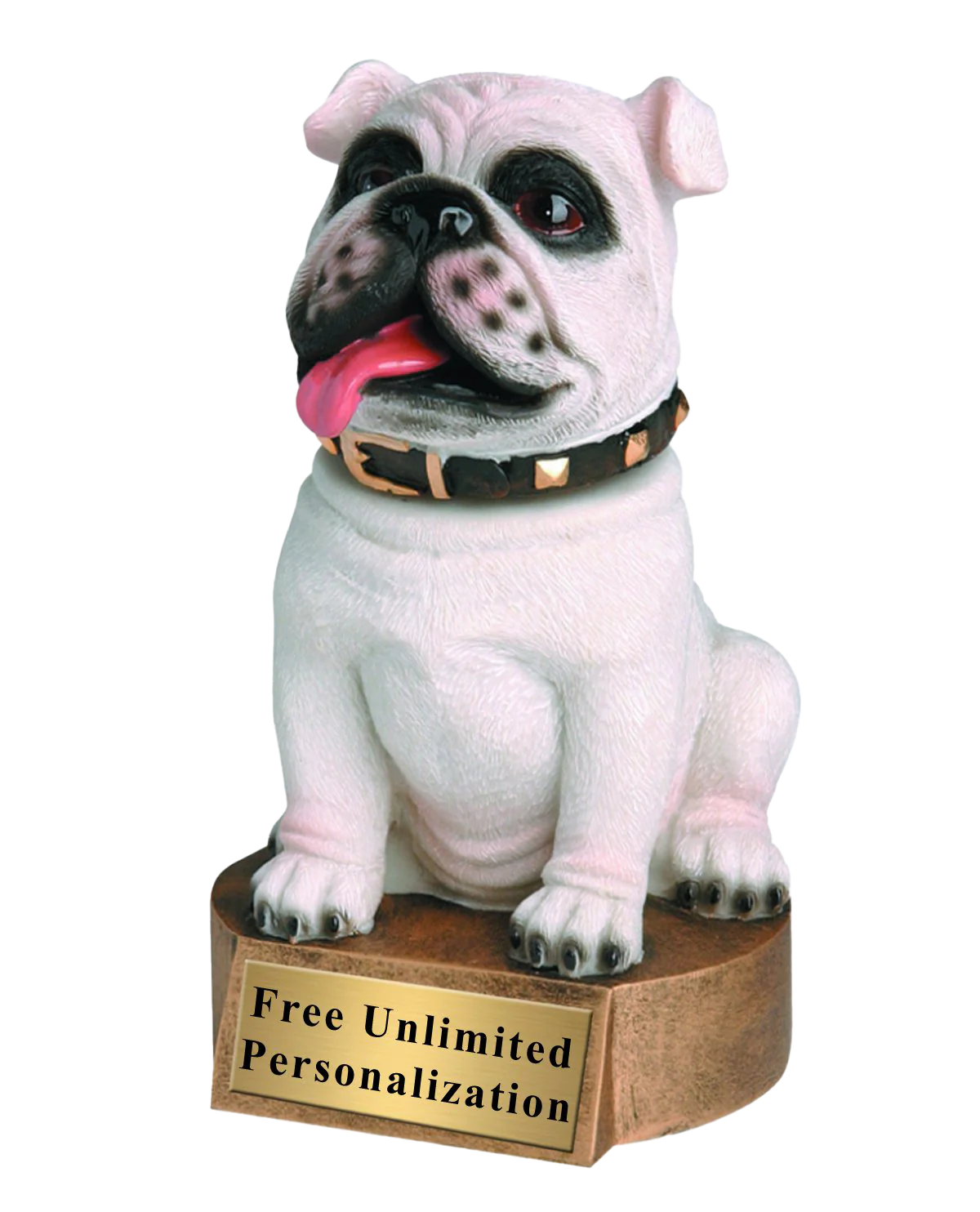 White Bulldog Bobblehead Mascot Trophy